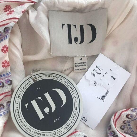 JETSET DIARIES Mini Wrap Dress Floral Print Spaghetti Strap Cream Medium New - Picture 5 of 12